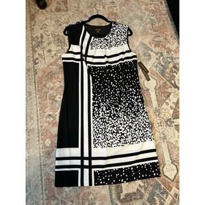 Voir Voir NWT Black White Geometric Shift Dress, Sz 12, MP $80
